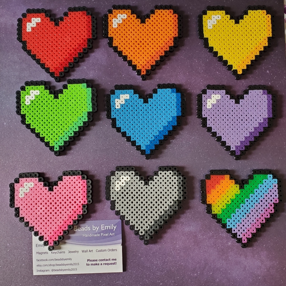 Set of 9 Heart Magnets - Cute Kids Room Decor